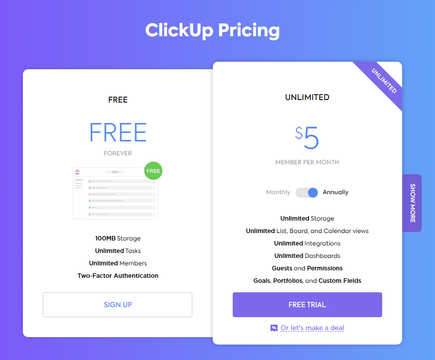click up pricing