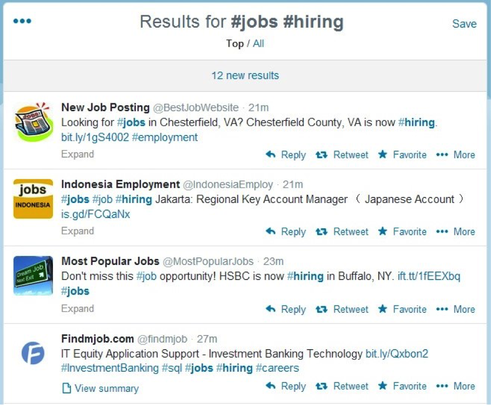 Use hashtags to find relevant candidates.

