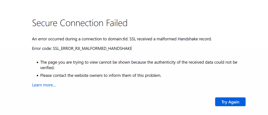 ERR_SSL_PROTOCOL_ERROR